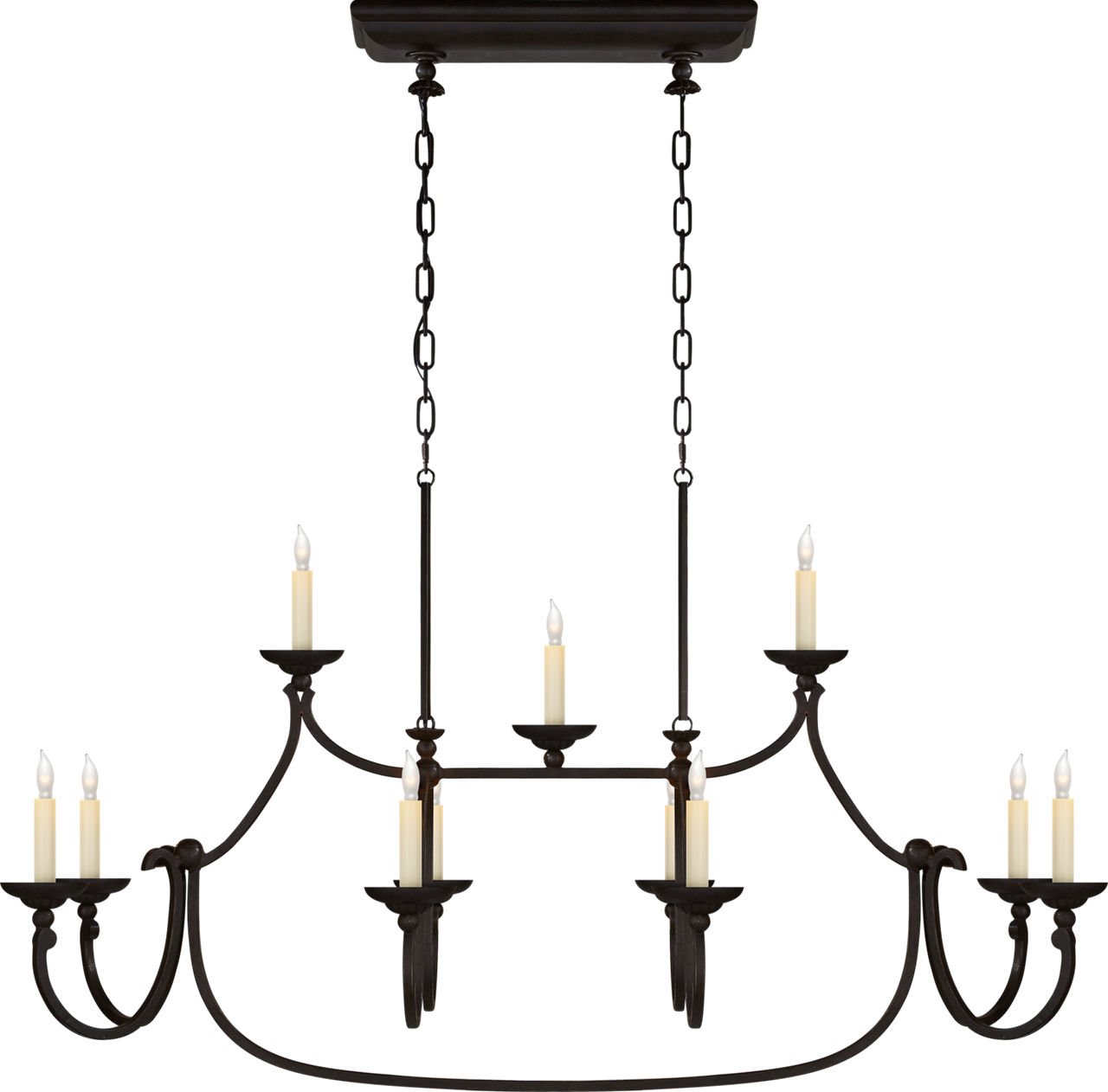Flemish Large Linear Pendant in Aged Iron