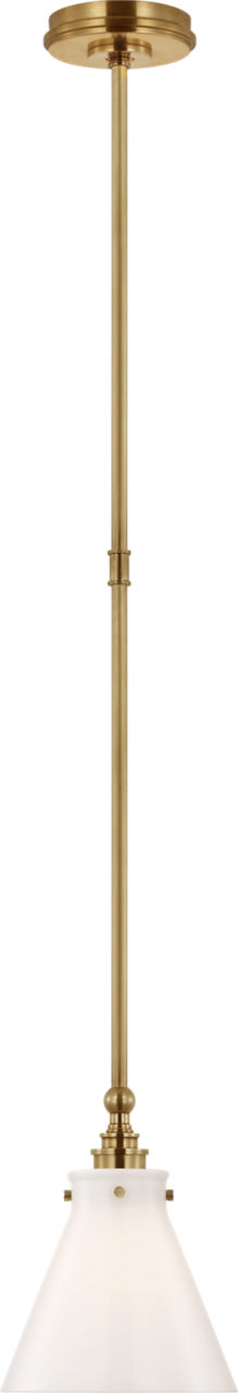 Parkington 9" Pendant in Antique-Burnished Brass with White Glass