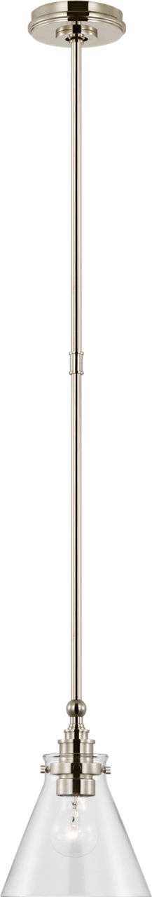 Parkington 9" Pendant in Polished Nickel with Clear Glass