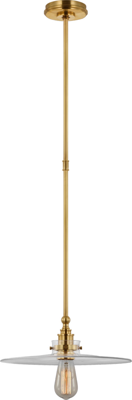 Parkington 14" Pendant in Antique-Burnished Brass with Clear Glass