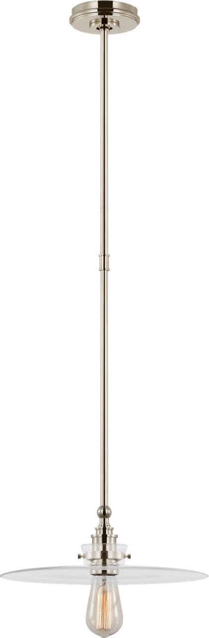 Parkington 14" Pendant in Polished Nickel with Clear Glass