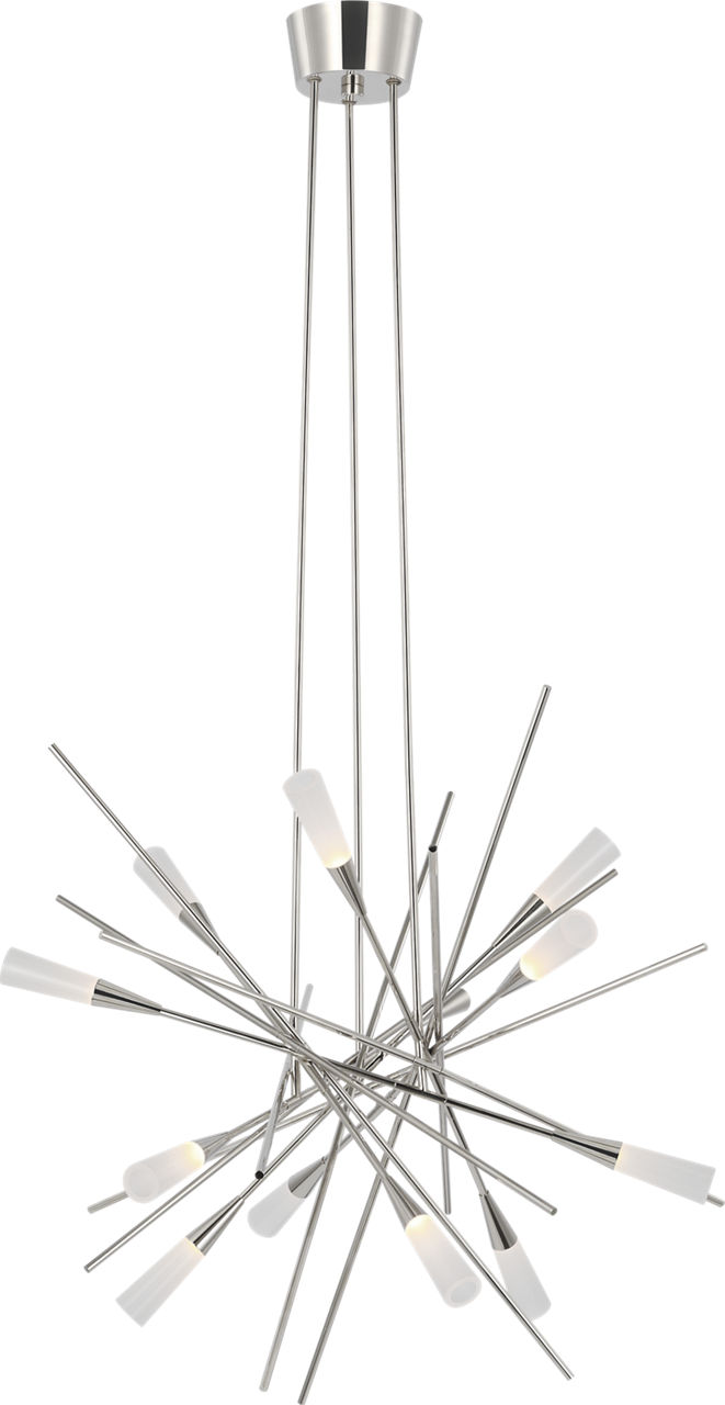 Stellar Medium Chandelier in Polished Nickel with Frosted Acrylic