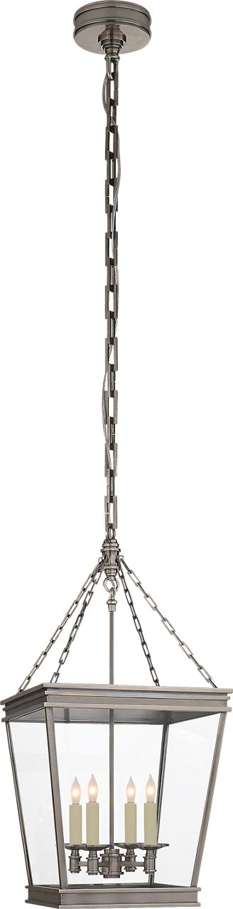 Launceton Small Square Lantern in Antique Nickel with Clear Glass
