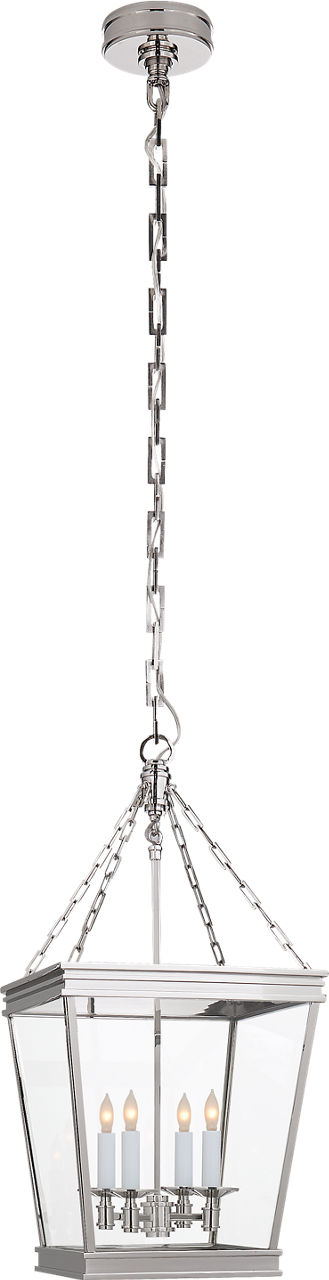 Launceton Small Square Lantern in Polished Nickel with Clear Glass