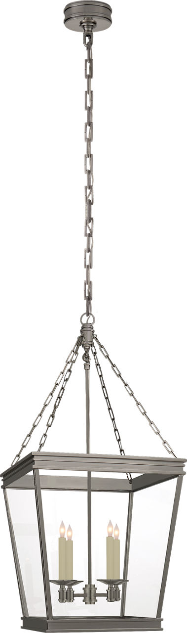 Launceton Medium Square Lantern in Antique Nickel with Clear Glass