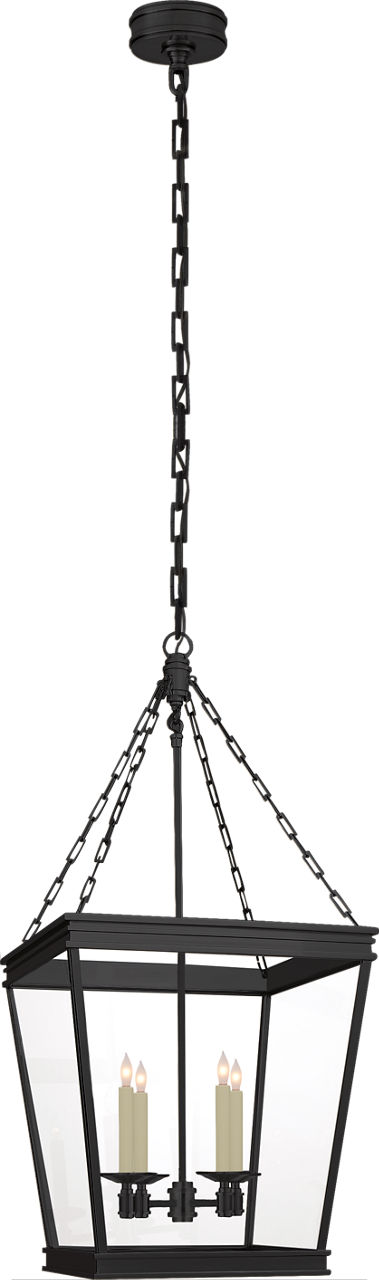 Launceton Medium Square Lantern in Bronze with Clear Glass