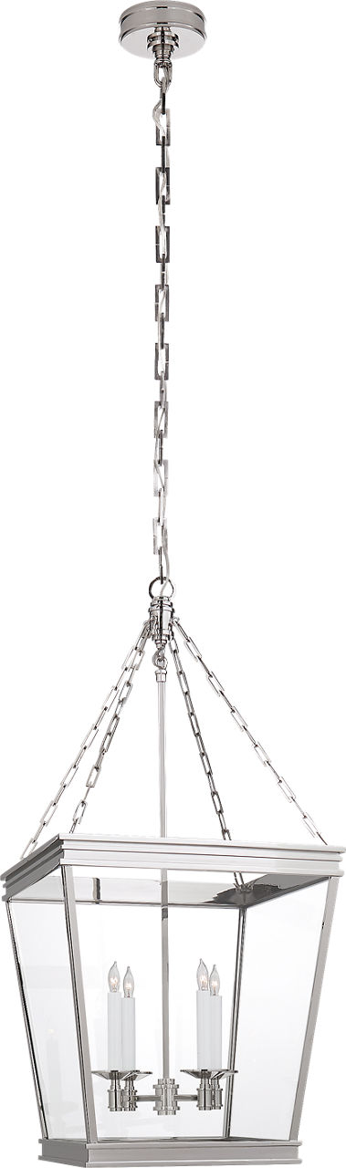 Launceton Medium Square Lantern in Polished Nickel with Clear Glass