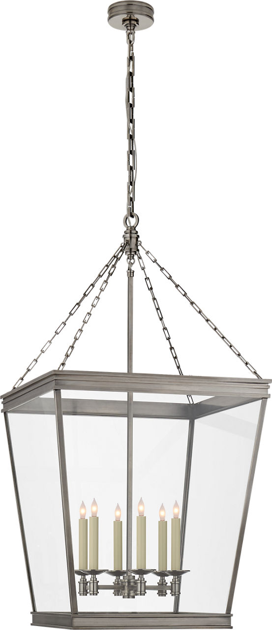 Launceton Large Square Lantern in Antique Nickel with Clear Glass