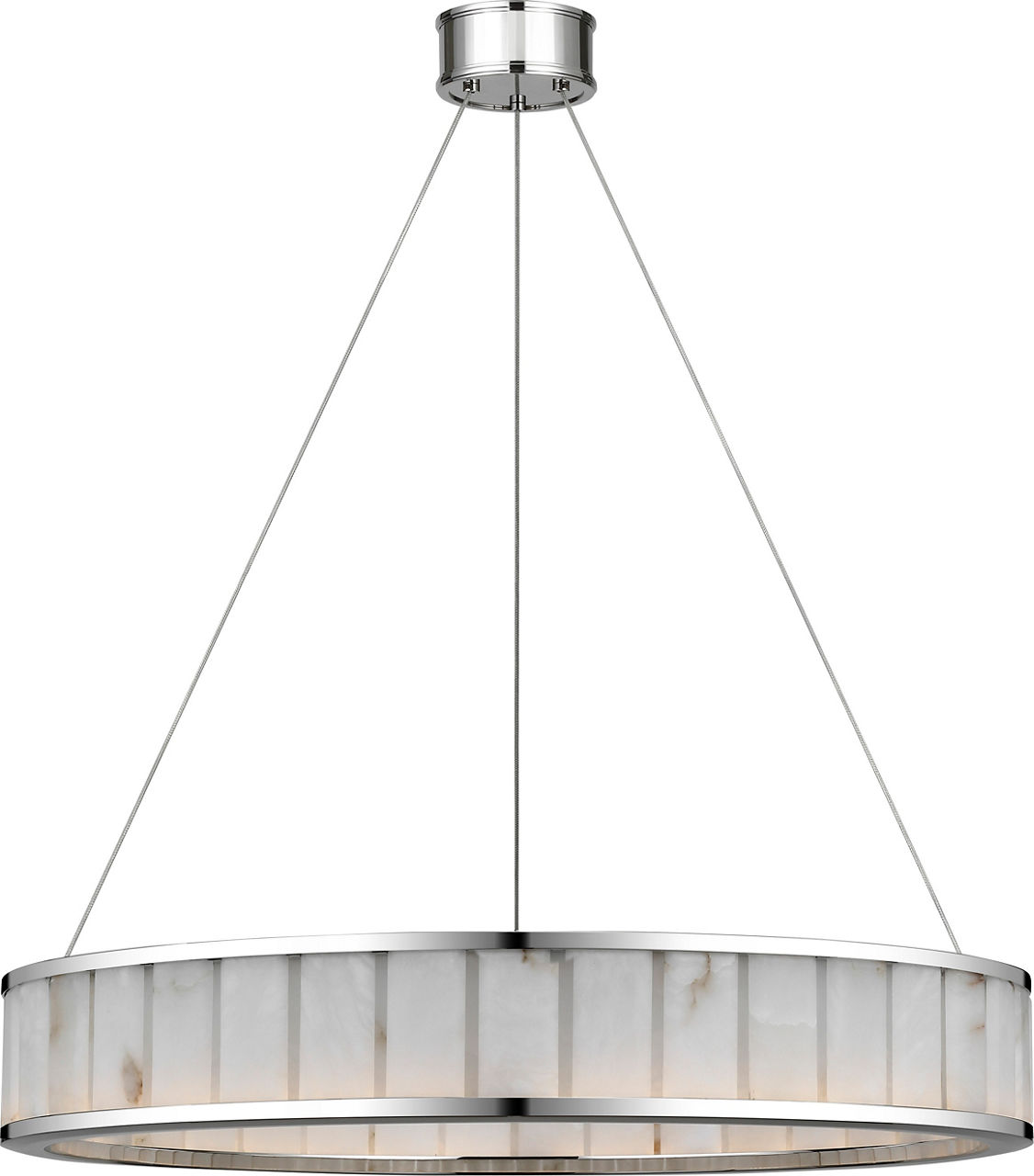 Iterna 30" Ring Chandelier in Polished Nickel with Alabaster