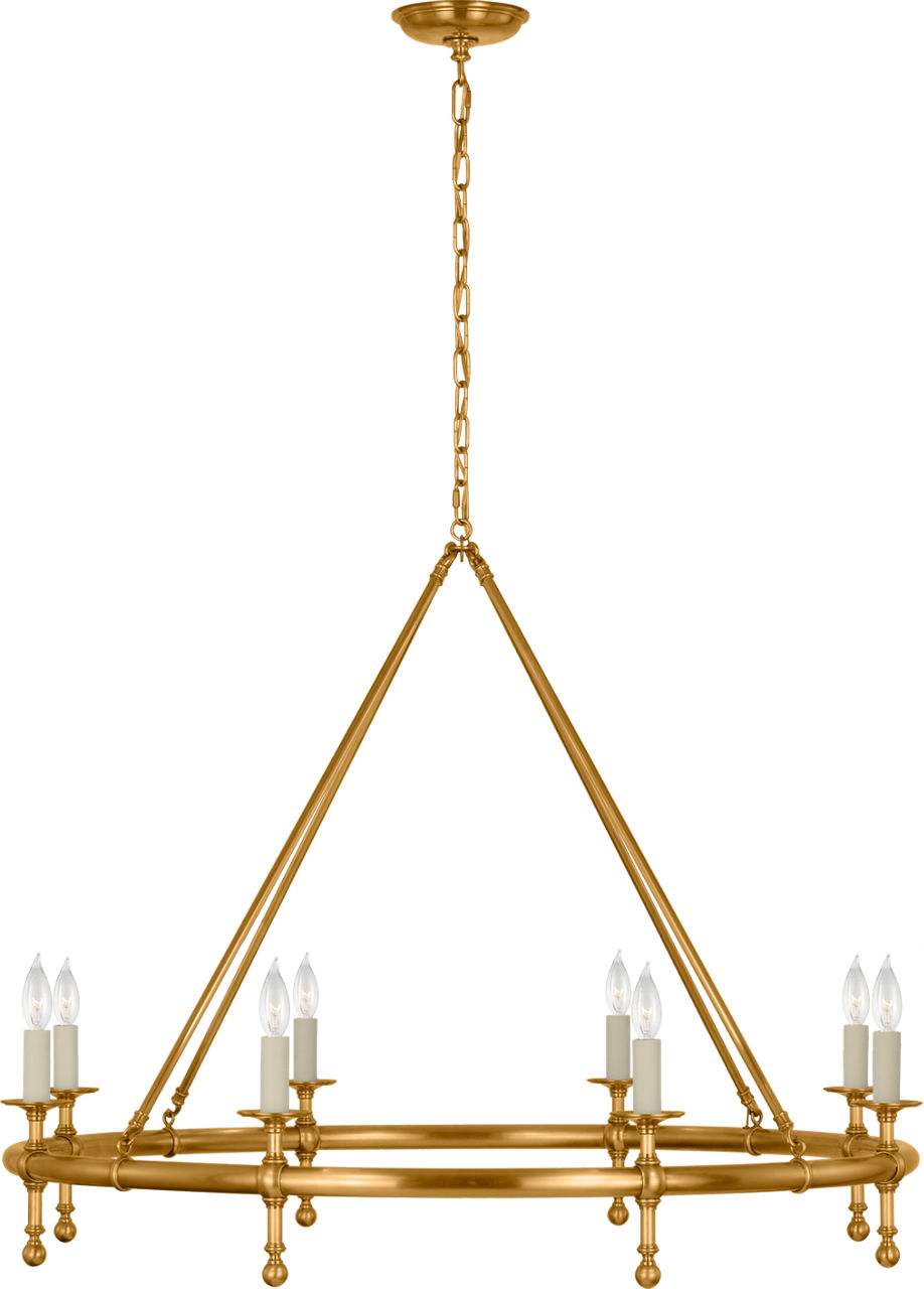 Classic 42" Ring Chandelier in Antique-Burnished Brass