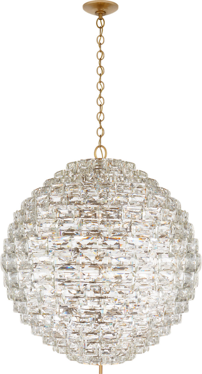 Karina Grande Sphere Chandelier in Antique-Burnished Brass and Crystal