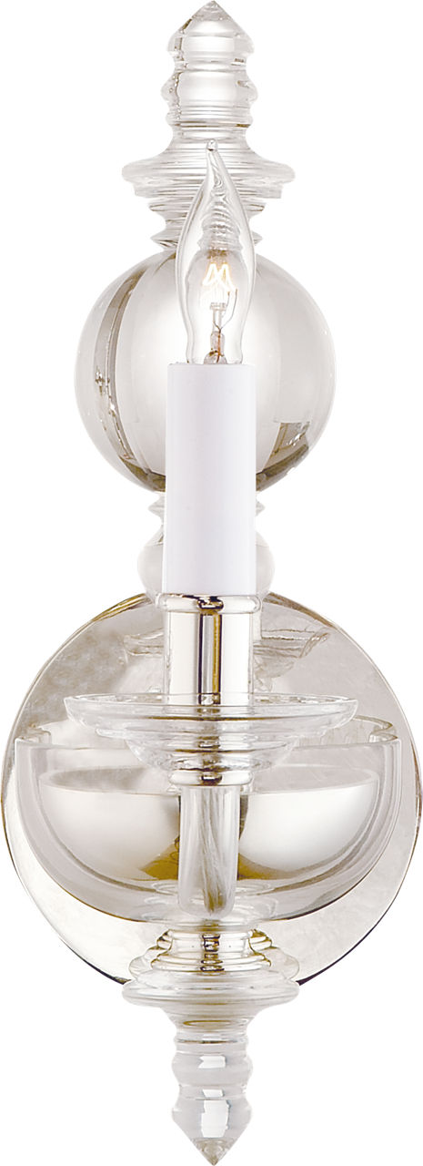 George II Single Sconce in Crystal with Polished Nickel