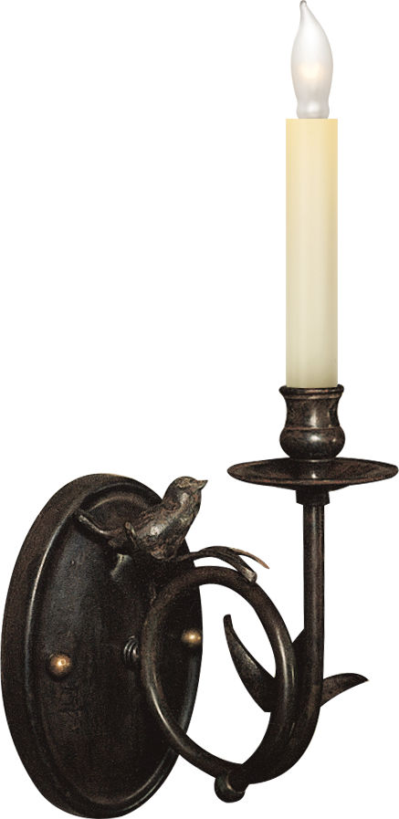 Perching Bird Sconce in Rust with Verdis Accents