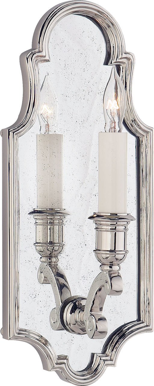 Sussex Small Framed Sconce in Polished Nickel with Antique Mirror