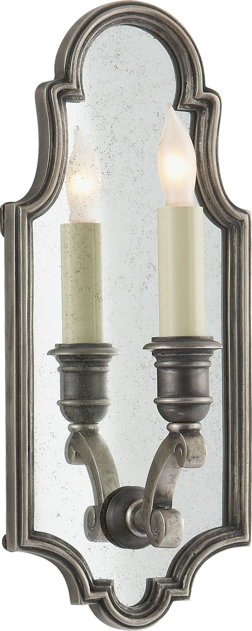 Sussex Small Framed Sconce in Sheffield Nickel with Antique Mirror
