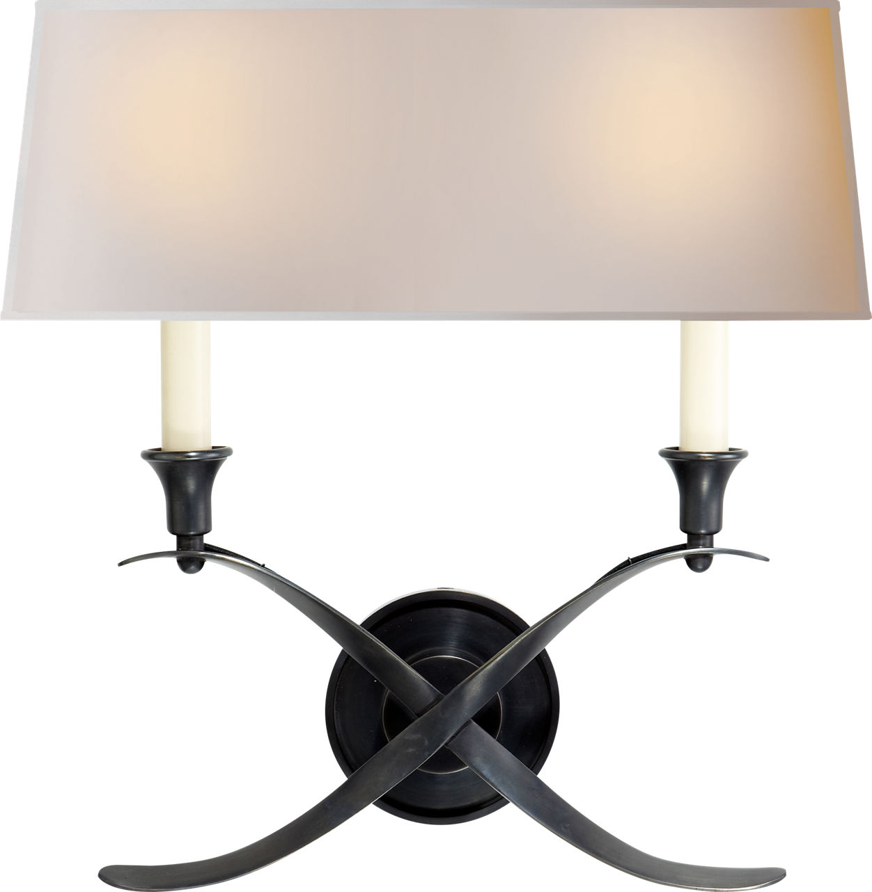 Cross Bouillotte Large Sconce in Bronze with Natural Paper Shade