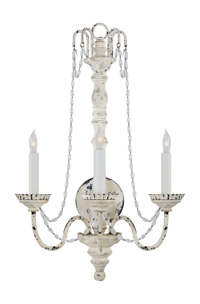 Flanders Large Sconce in Belgian White with Seeded Glass Trim