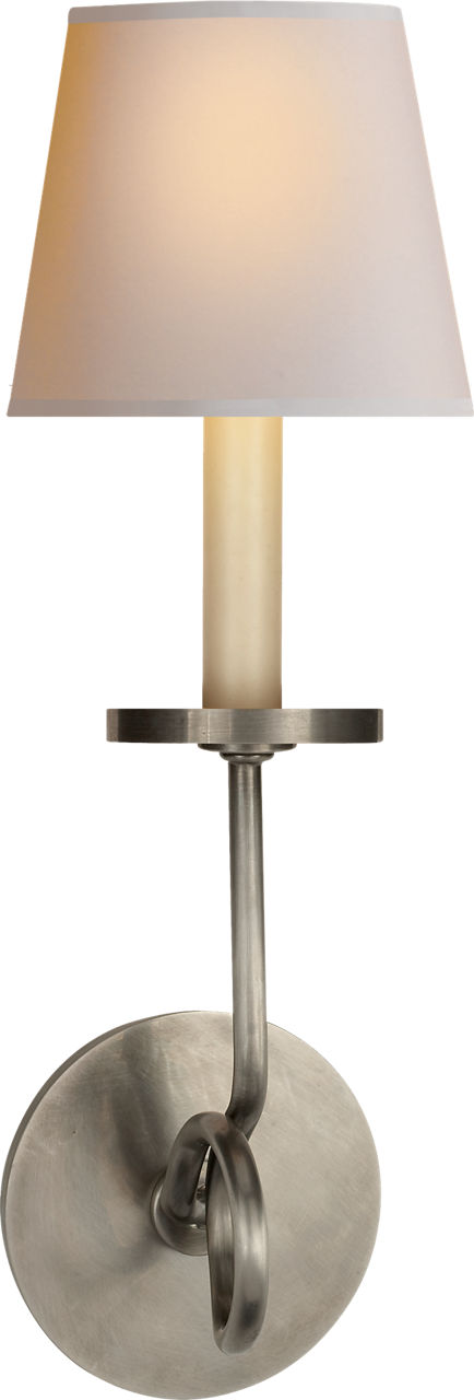 Symmetric Twist Single Sconce in Antique Nickel with Natural Paper Shade