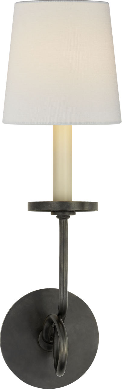 Symmetric Twist Single Sconce in Bronze with Linen Shade