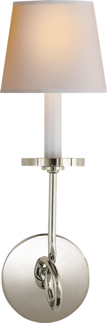 Symmetric Twist Single Sconce in Polished Nickel with Natural Paper Shade