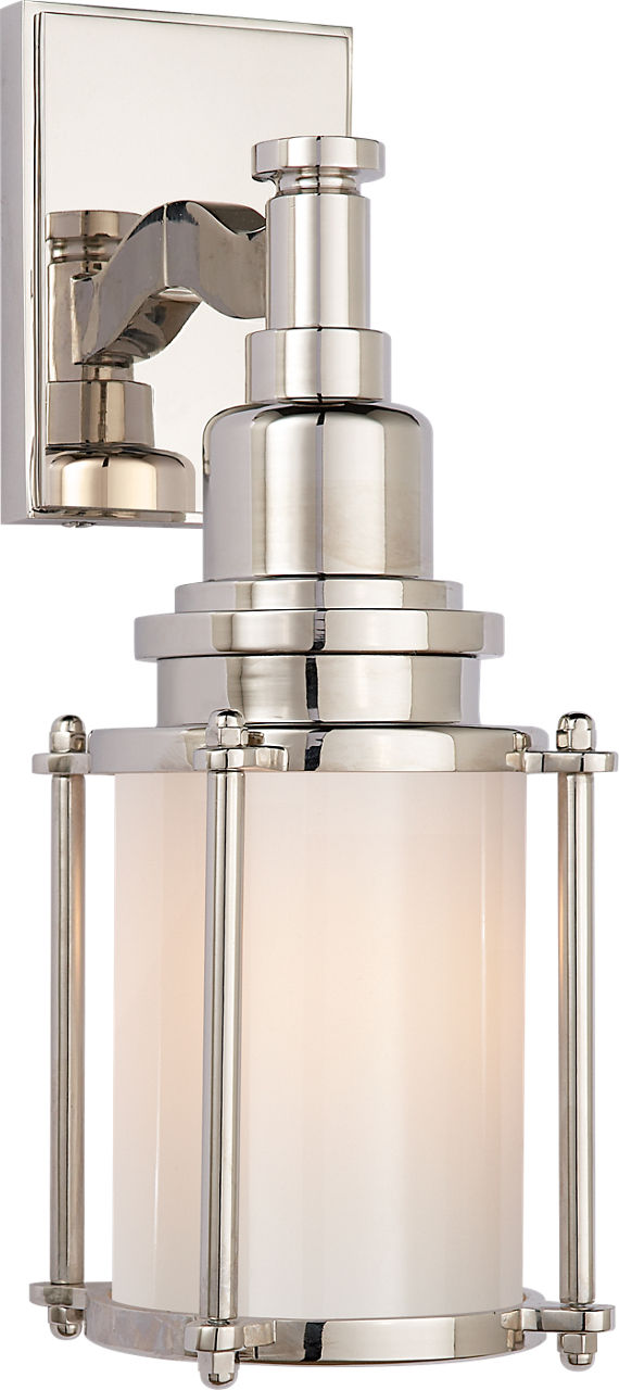 Stanway Sconce in Polished Nickel with White Glass
