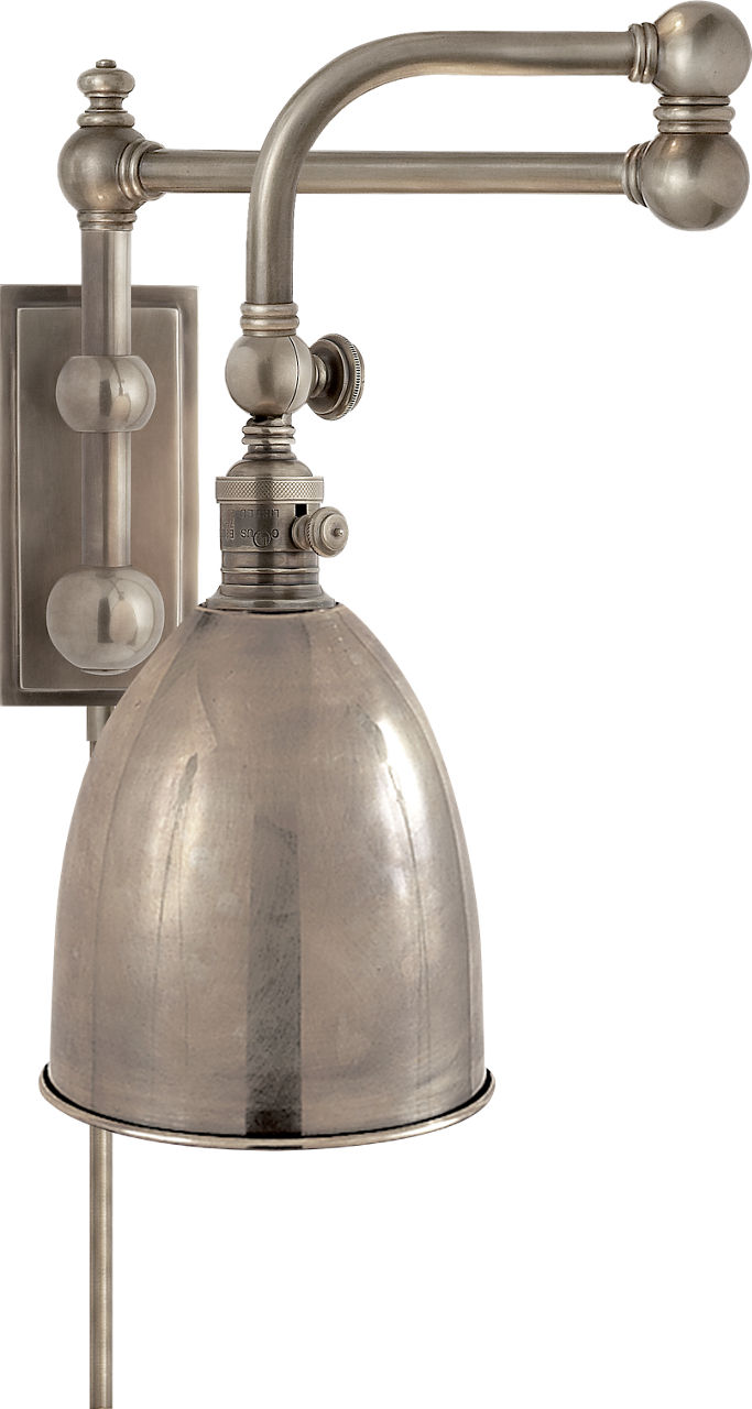 Pimlico Double Swing Arm in Antique Nickel with Antique Nickel Shade