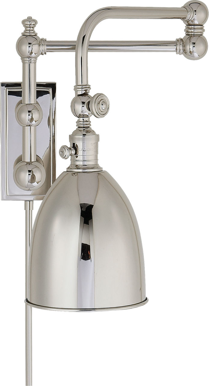 Pimlico Double Swing Arm in Polished Nickel with Polished Nickel Shade