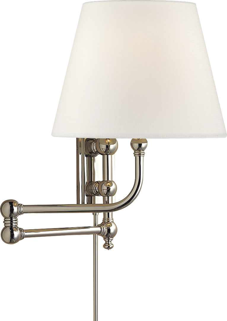 Pimlico Swing Arm in Polished Nickel with Linen Shade