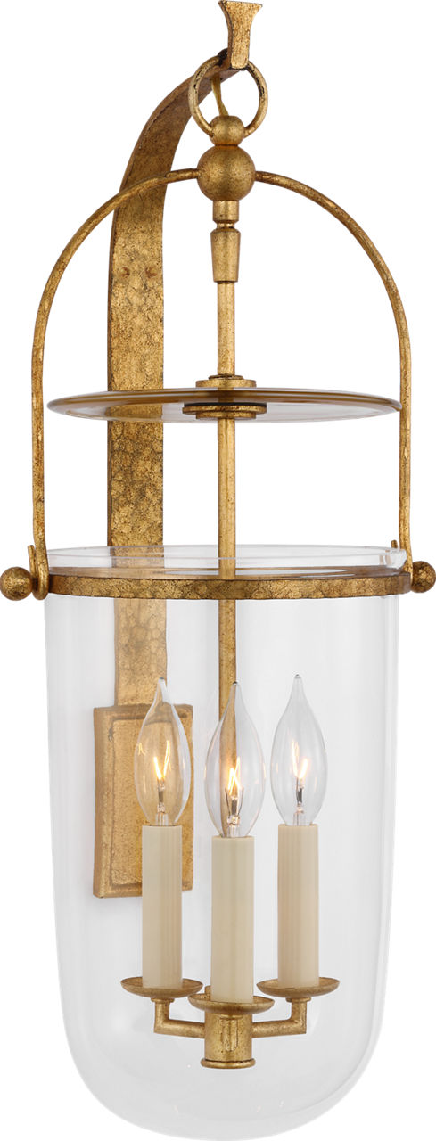 Lorford Medium Sconce in Gilded Iron with Clear Glass