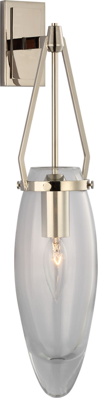 Myla Medium Bracketed Sconce in Polished Nickel with Clear Glass