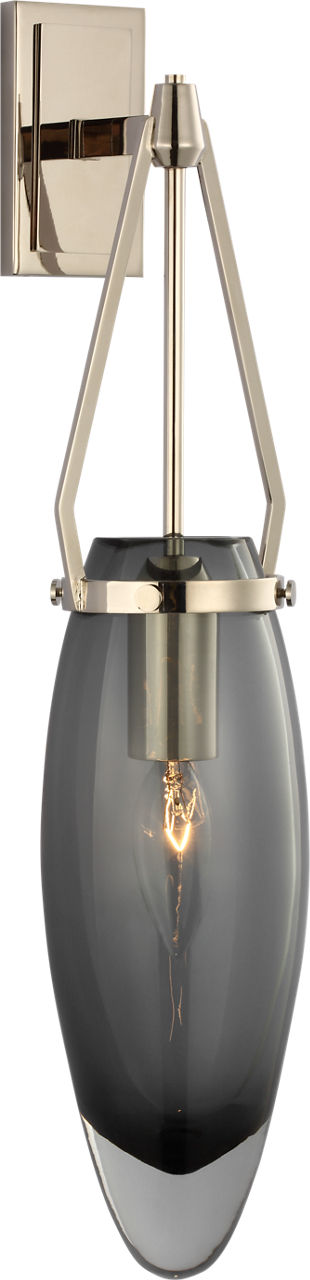 Myla Medium Bracketed Sconce in Polished Nickel with Smoked Glass