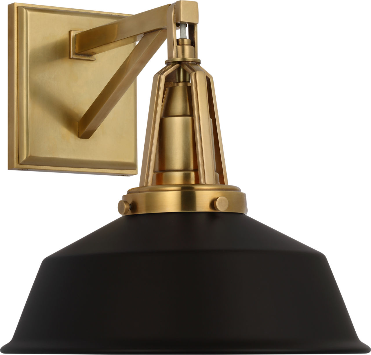 Layton 10" Sconce in Antique-Burnished Brass with Matte Black Shade