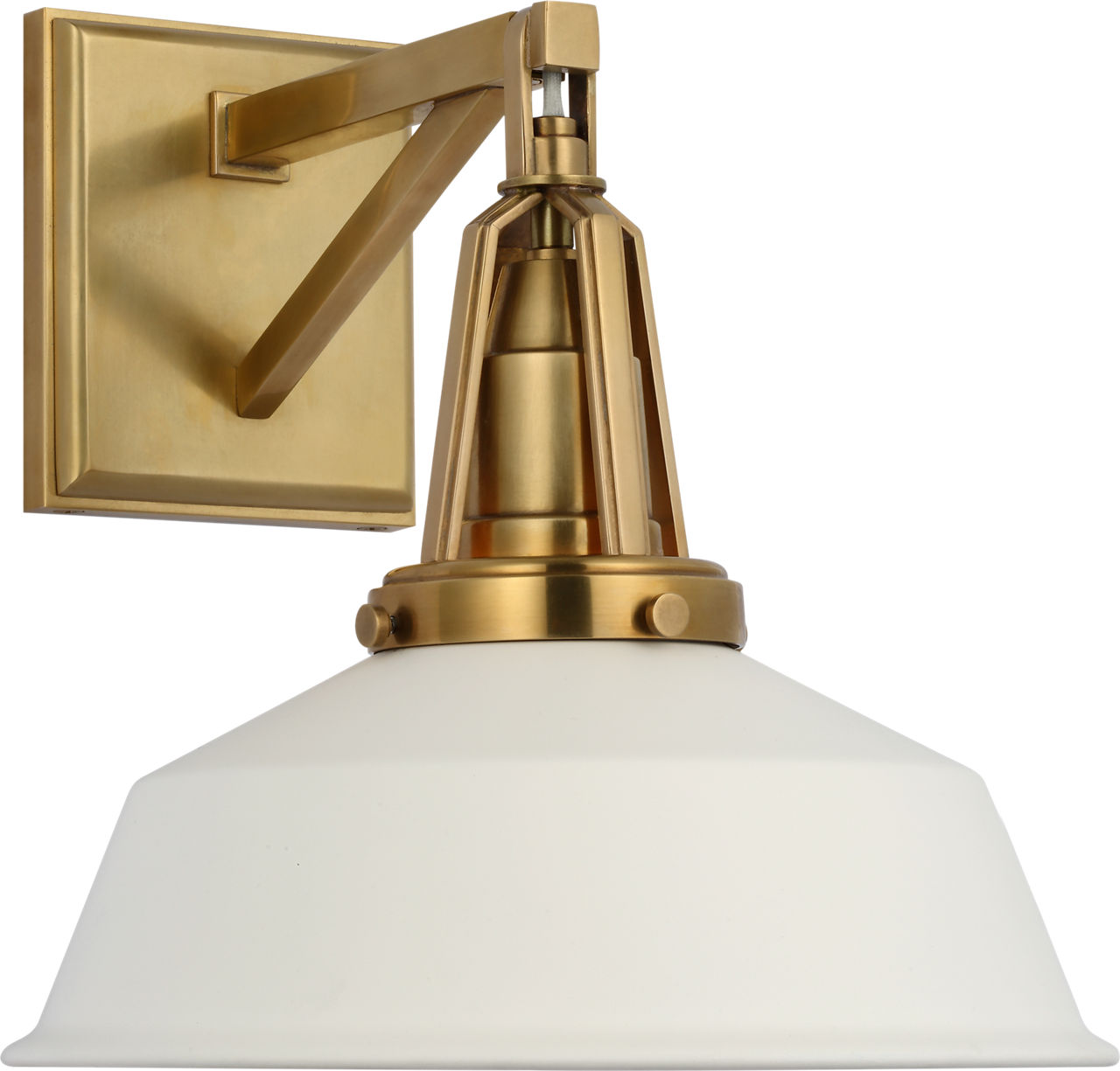 Layton 10" Sconce in Antique-Burnished Brass with Matte White shade