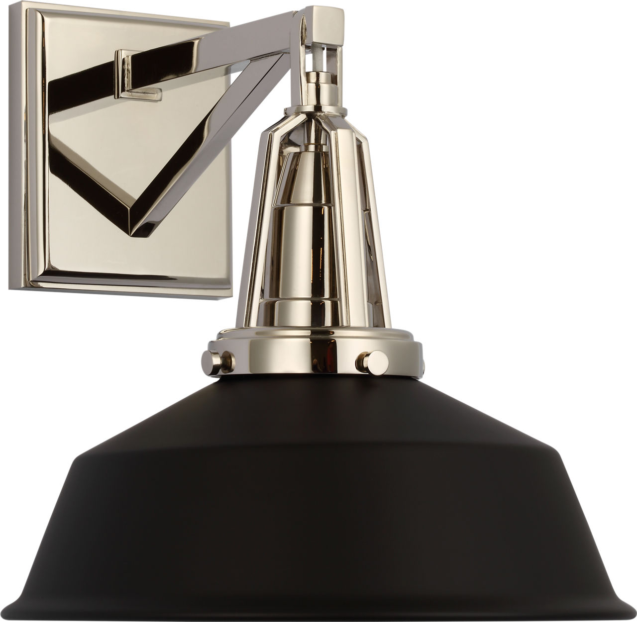 Layton 10" Sconce in Polished Nickel with Matte Black Shade