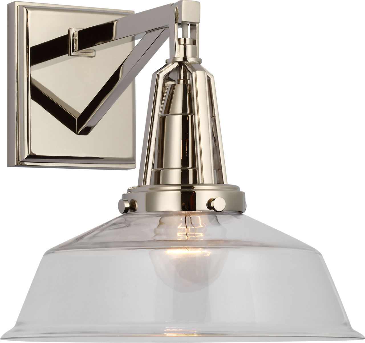 Layton 10" Sconce in Polished Nickel with Clear Glass