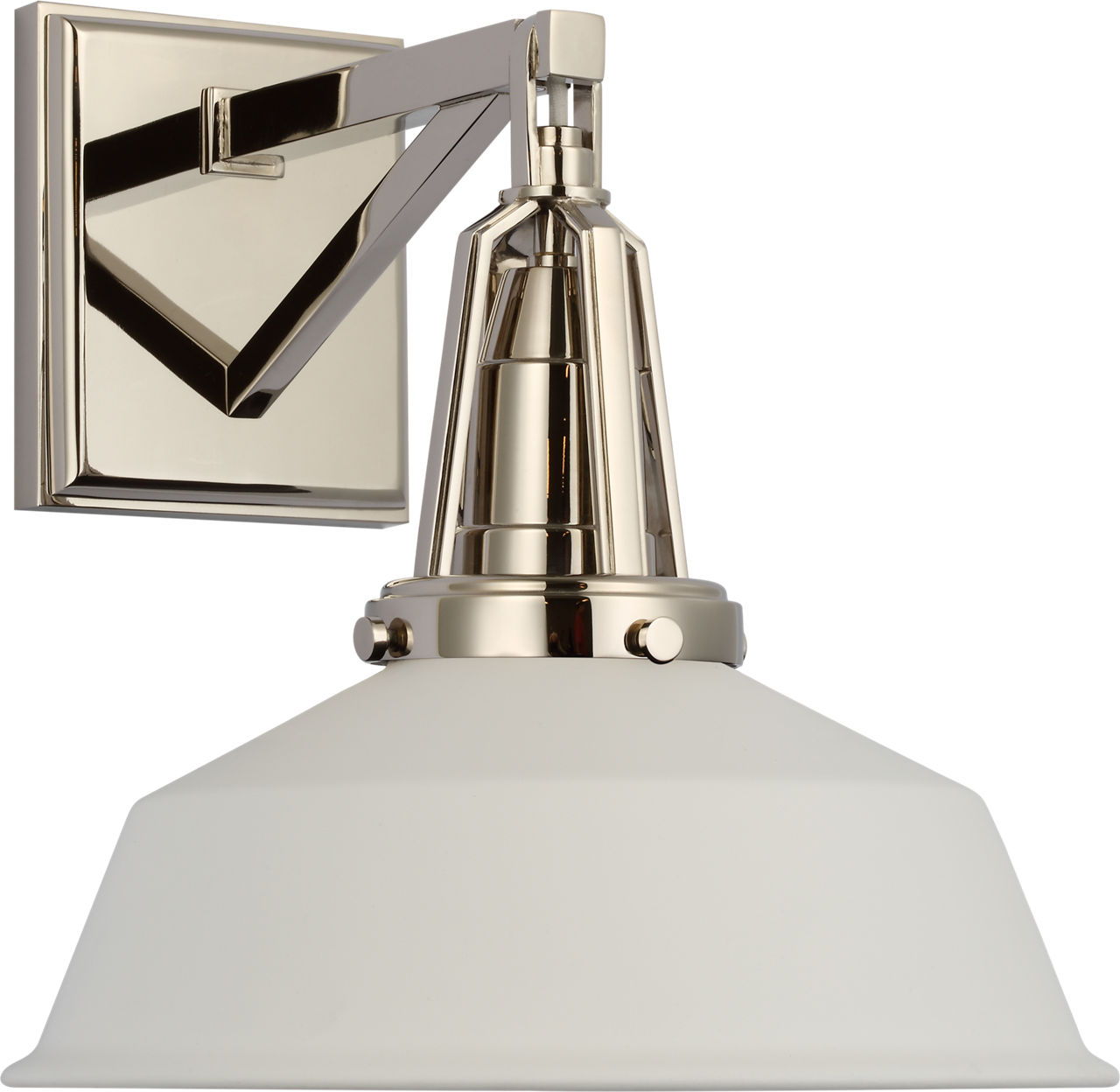 Layton 10" Sconce in Polished Nickel with Matte White Shade
