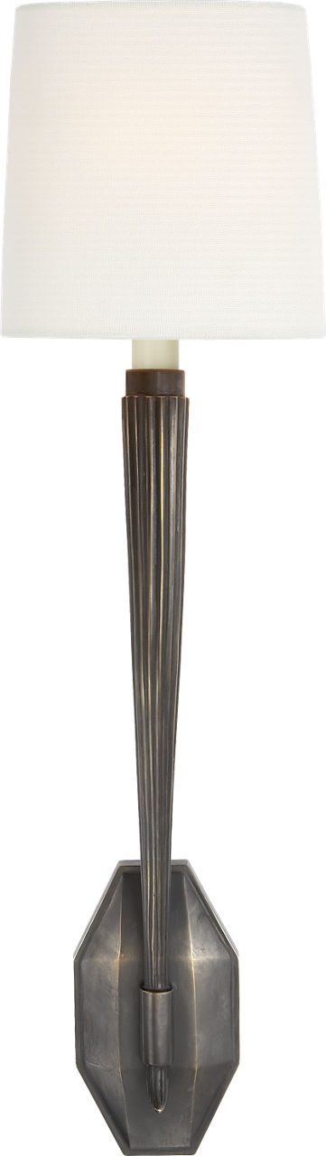 Ruhlmann Single Sconce in Bronze with Linen Shade