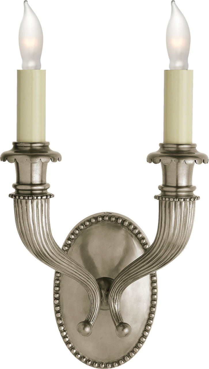 Fluted Horn Double Sconce in Antique Nickel