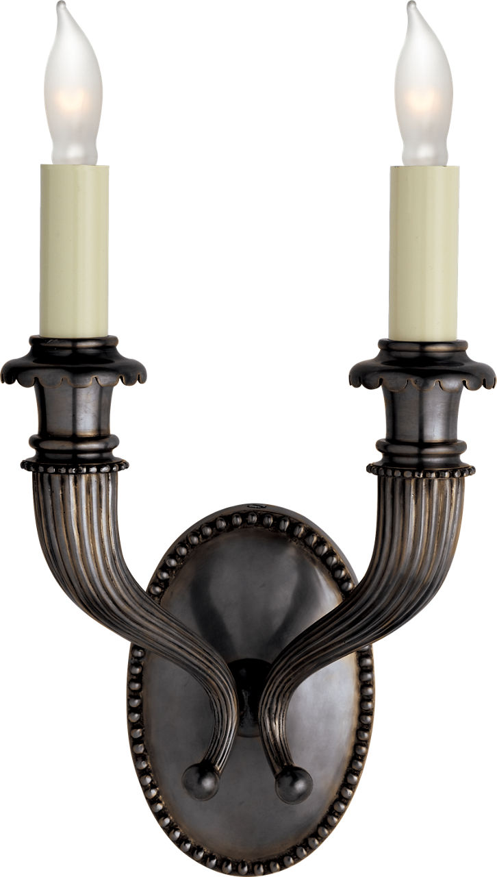 Fluted Horn Double Sconce in Bronze