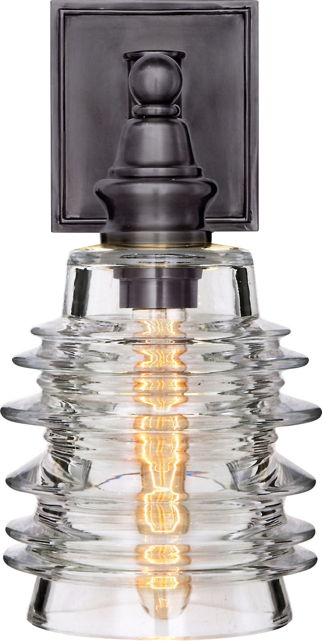 Covington Sconce in Bronze with Clear Ribbed Wide Glass