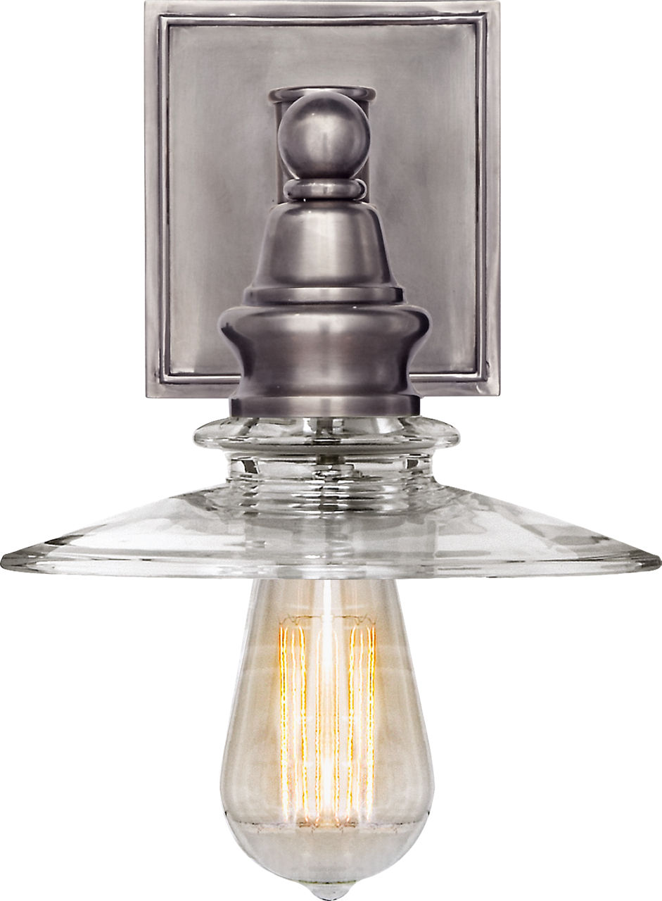 Covington Shield Sconce in Antique Nickel with Clear Glass