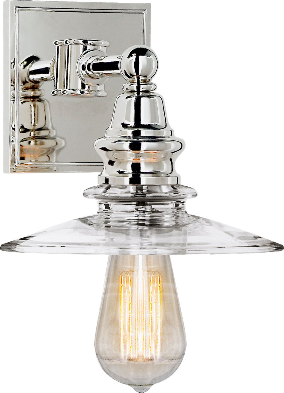 Covington Shield Sconce in Polished Nickel with Clear Glass