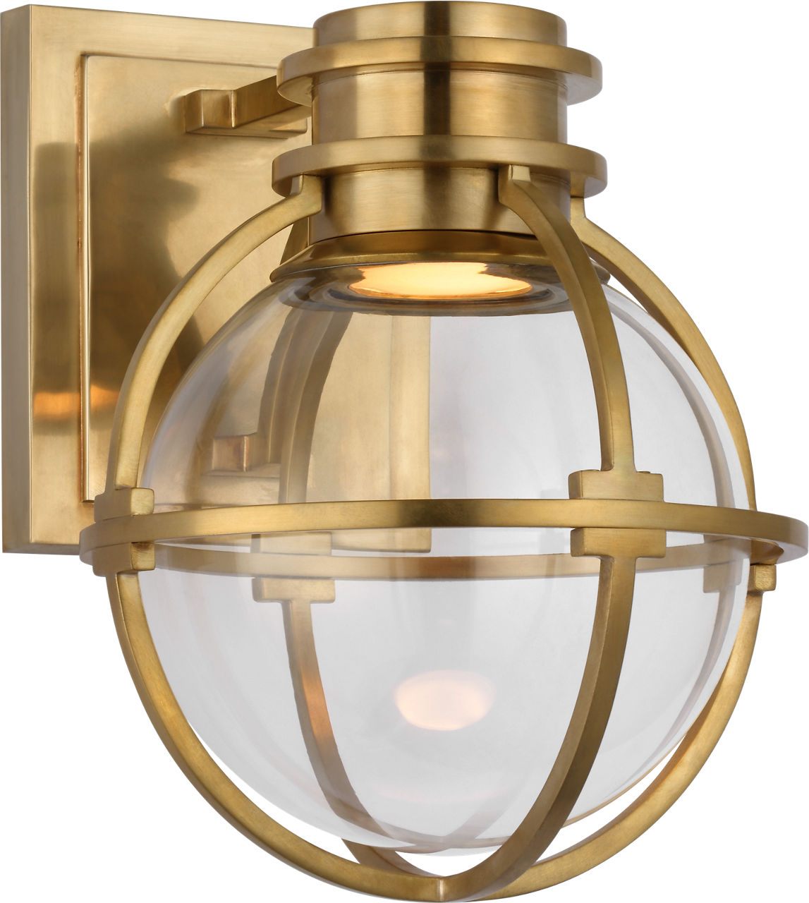 Gracie Single Sconce in Antique-Burnished Brass with Clear Glass