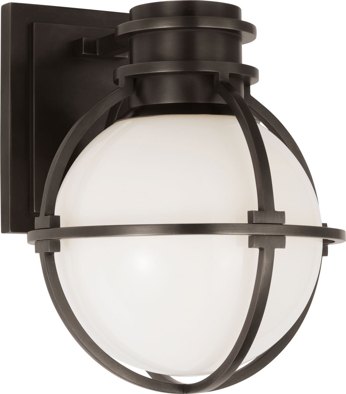 Gracie Single Sconce in Bronze with White Glass