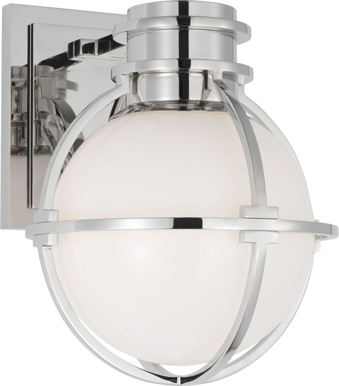 Gracie Single Sconce in Polished Nickel with White Glass