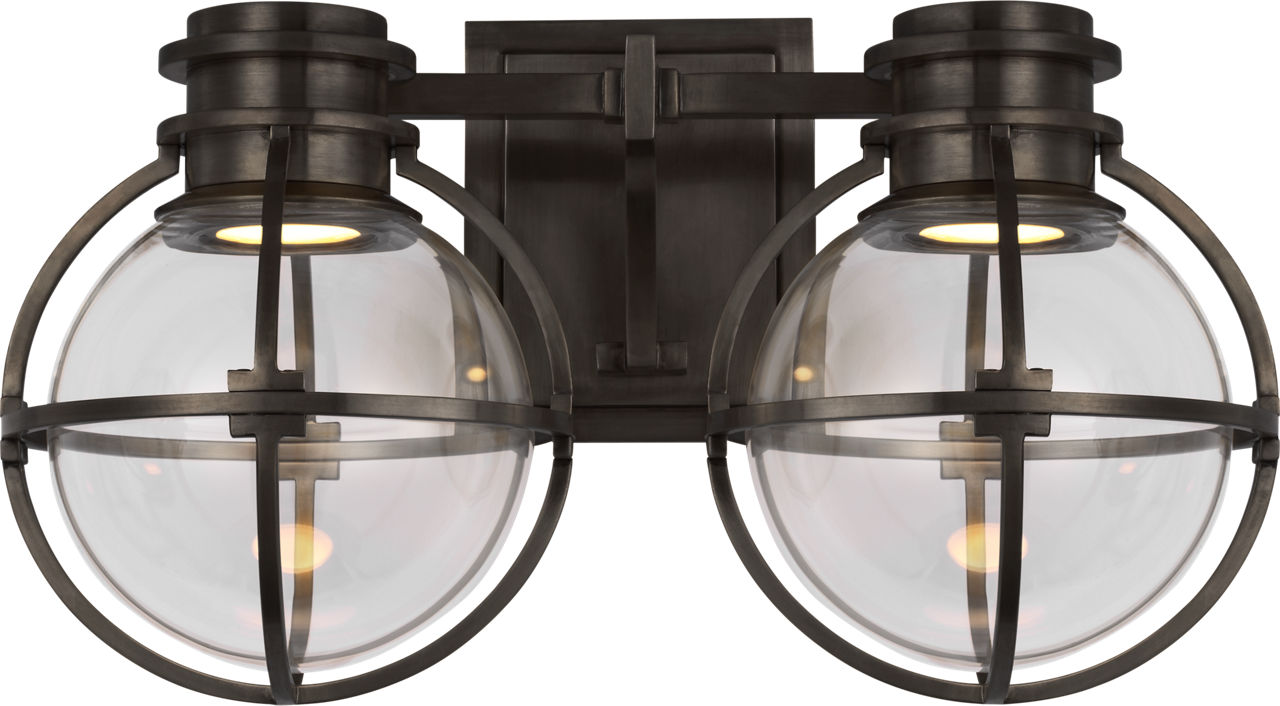 Gracie Double Sconce in Bronze with Clear Glass