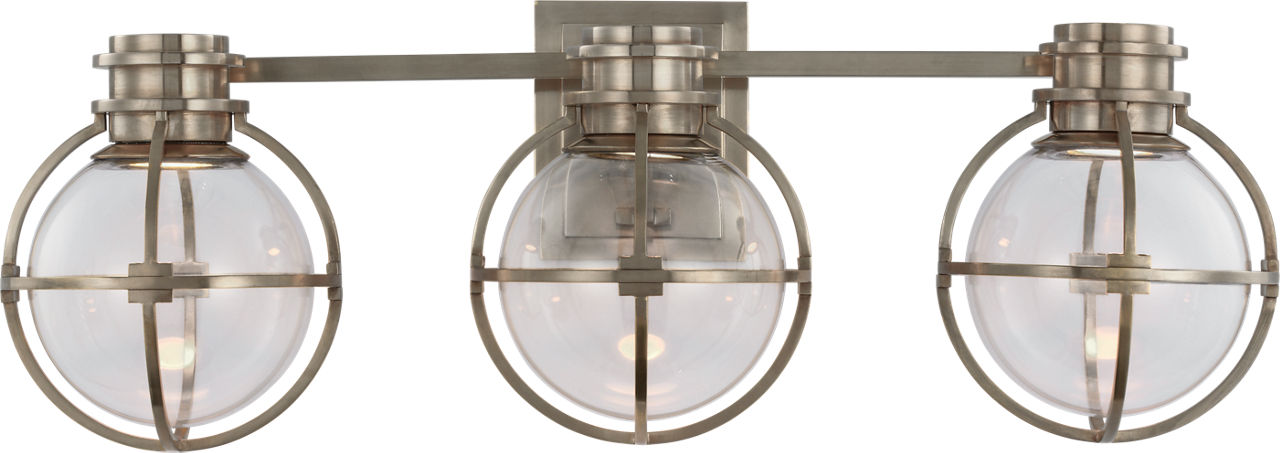 Gracie Triple Sconce in Antique Nickel with Clear Glass