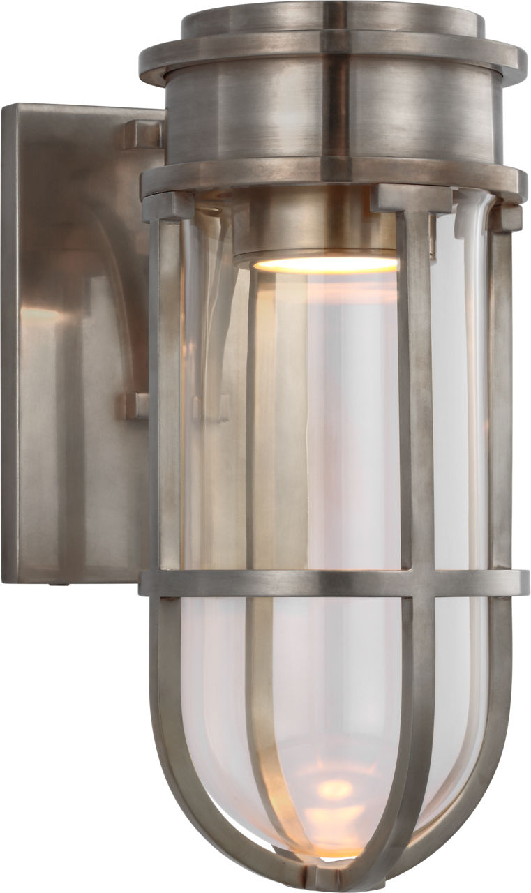 Gracie Tall Bracketed Sconce in Antique Nickel with Clear Glass