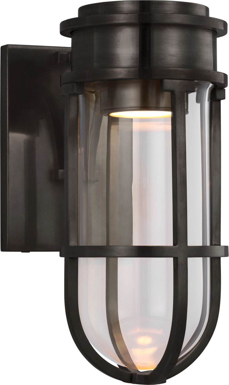 Gracie Tall Bracketed Sconce in Bronze with Clear Glass