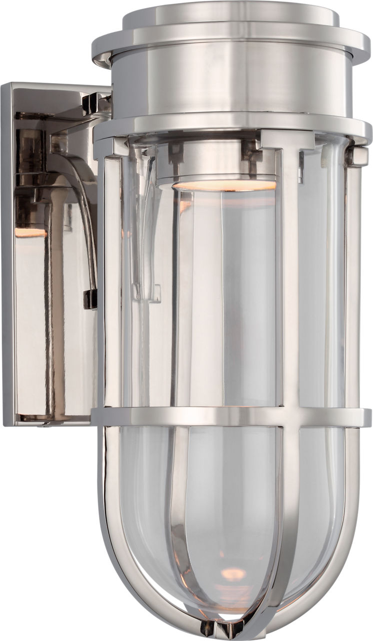 Gracie Tall Bracketed Sconce in Polished Nickel with Clear Glass